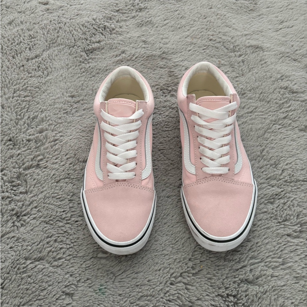 Vans Pink and White Classic Sneakers Low-Top Canvas